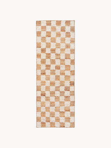 Check Low-Pile Wool Runner, Hand-Woven