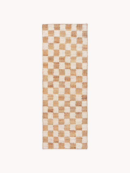 Check Low-Pile Wool Runner, Hand-Woven