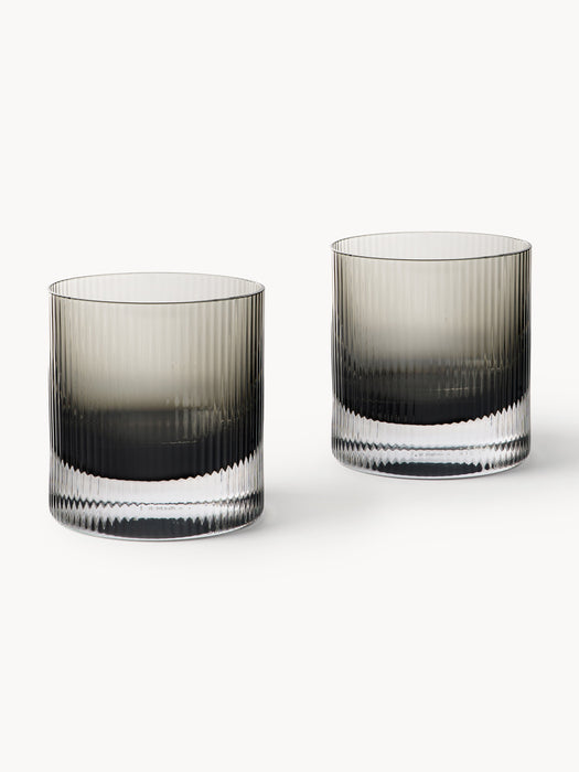 Mouth-blown Glass Tumblers Ripple Set of 2 250 ml