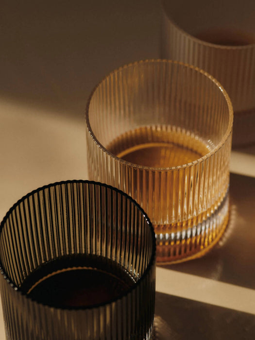 Mouth-blown Glass Tumblers Ripple Set of 2 250 ml