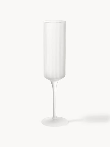 Ripple Mouth-blown Glass Champagne Flutes, Set of 2