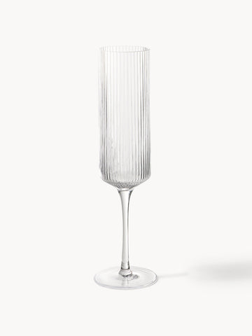 Ripple Mouth-blown Glass Champagne Flutes, Set of 2