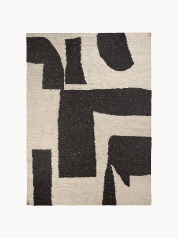 Piece Handwoven Wool Low-Pile Rug