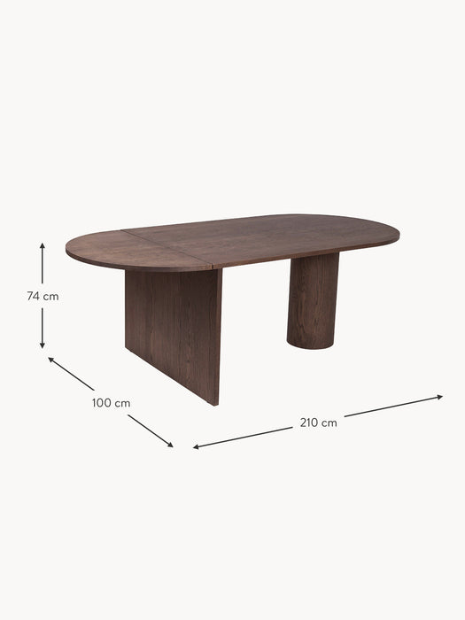 Extendable Oak Wood Dining Table Pylo 160