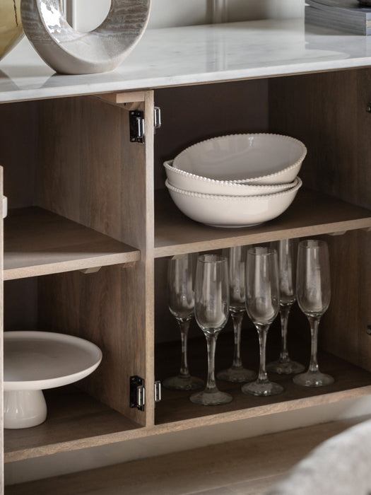 Mango Wood Sideboard Marmo with Marble Tabletop