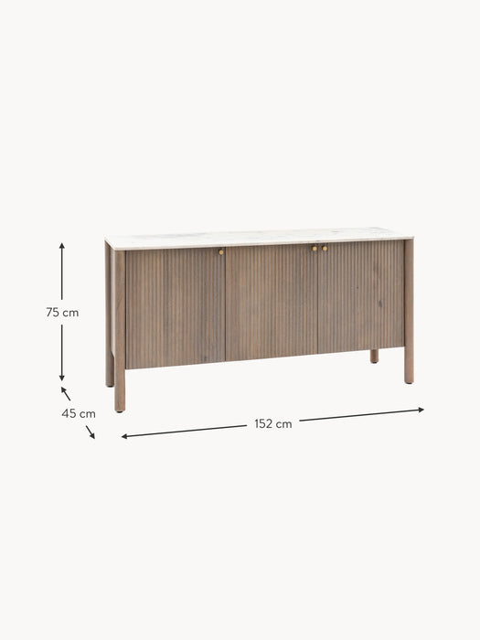 Mango Wood Sideboard Marmo with Marble Tabletop