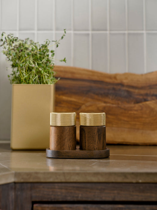 Sina Ash Wood Salt and Pepper Mills with Tray