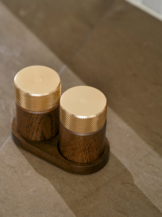 Sina Ash Wood Salt and Pepper Mills with Tray