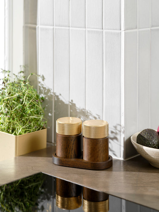 Sina Ash Wood Salt and Pepper Mills with Tray