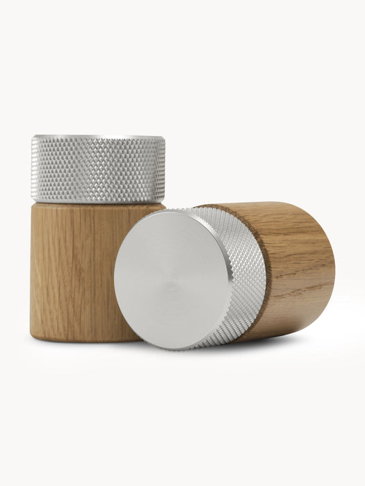 Sina Oak Wood Salt and Pepper Mills with Tray