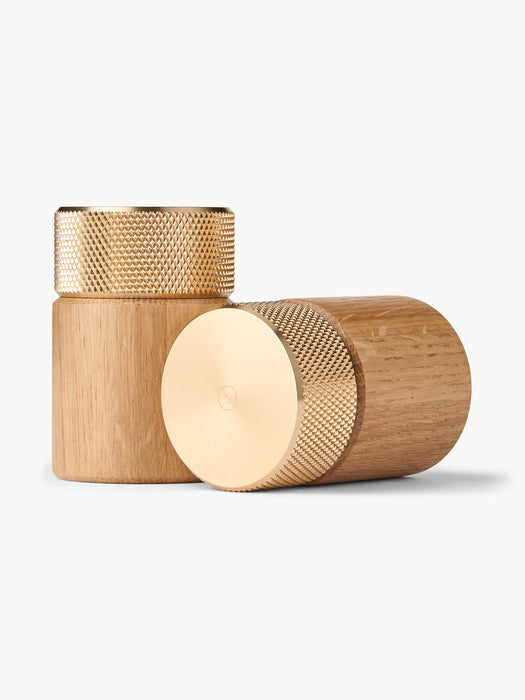 Sina Oak Wood Salt and Pepper Mills with Tray
