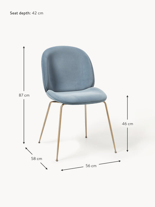 x GUBI Velvet Dining Chair Beetle by Delia Lachance