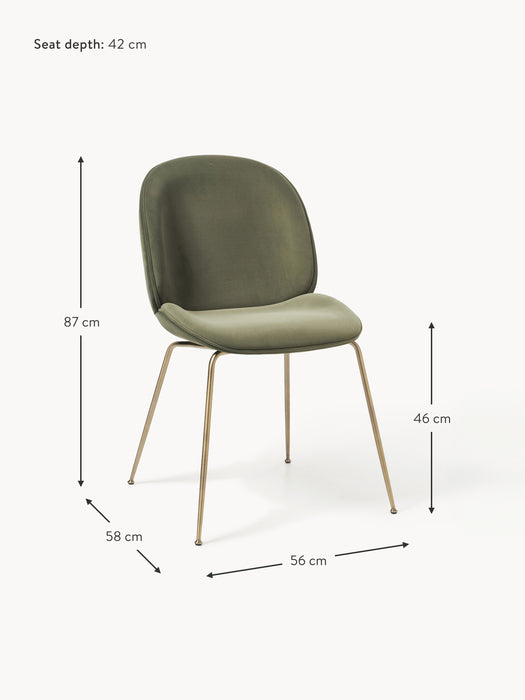 x GUBI Velvet Dining Chair Beetle by Delia Lachance