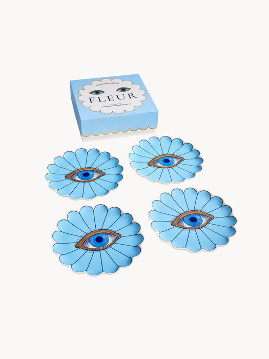 Porcelain Dessert Plates Fleur Set of 4