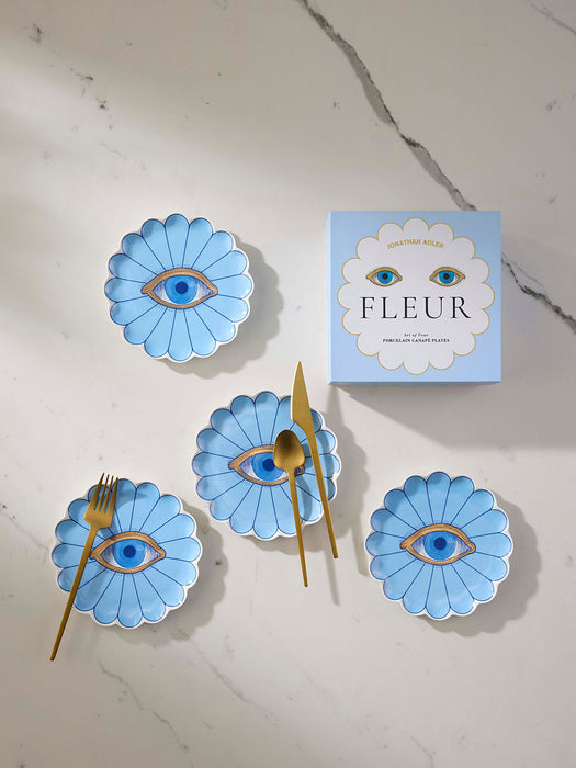 Porcelain Dessert Plates Fleur Set of 4