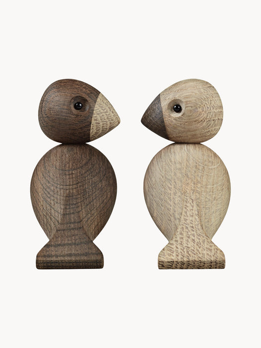 Oak Wood Decorative Objects Lovebirds Set of 2