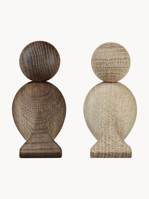 Oak Wood Decorative Objects Lovebirds Set of 2