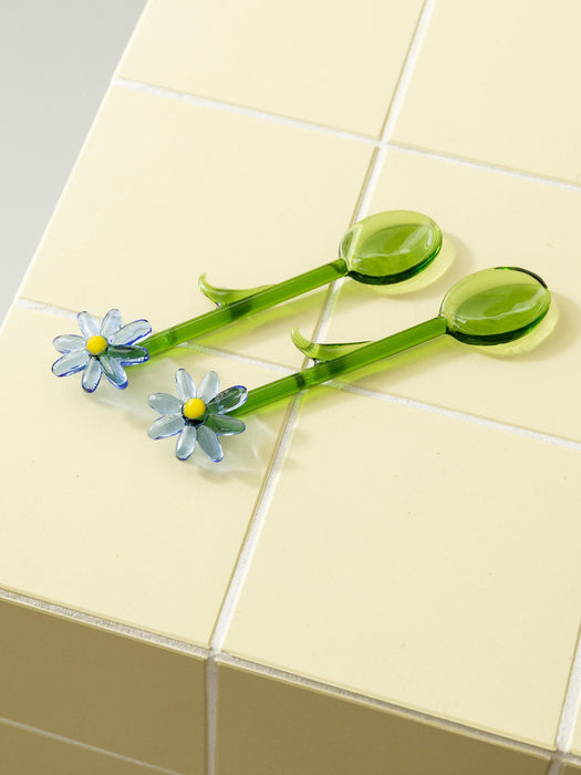 Handmade Borosilicate Spoons Flora, Set of 2
