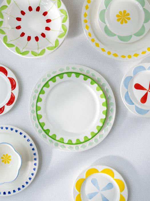 Handmade Dinner Plates Folk, Set of 2
