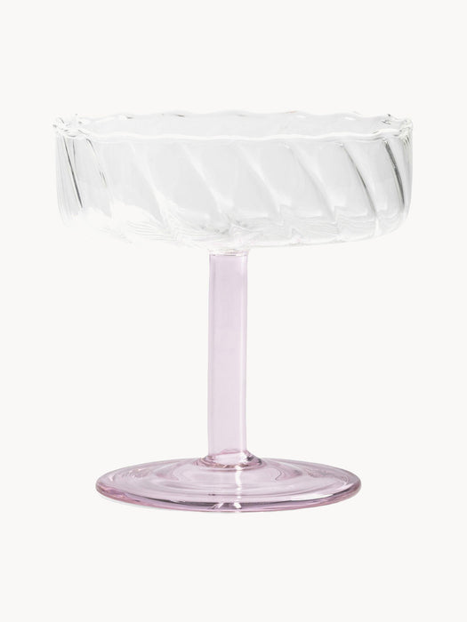 Handmade Borosilicate Champagne Coupes Twirl, Set of 2