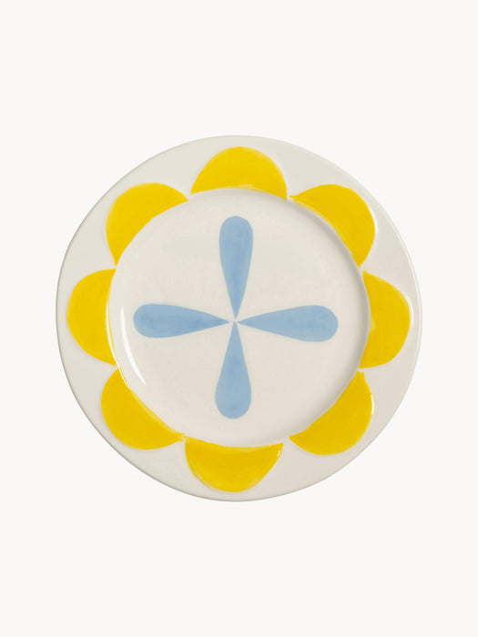 Handmade Dessert Plates Folk, Set of 4