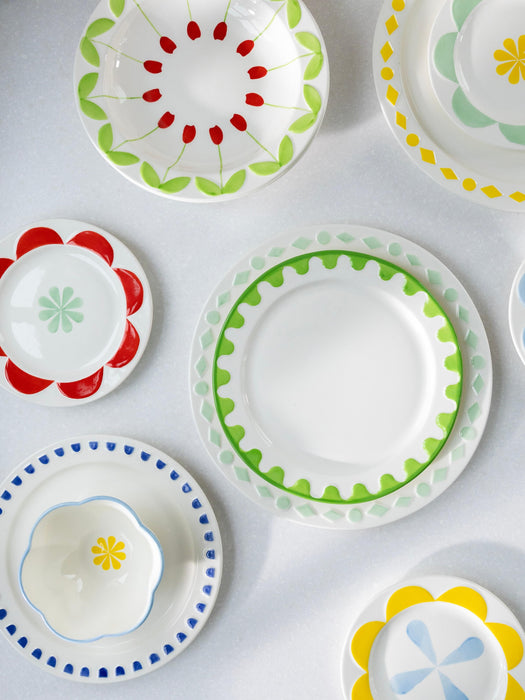 Handmade Dessert Plates Folk Set of 4