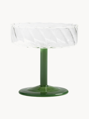 Handmade Borosilicate Champagne Coupes Twirl, Set of 2