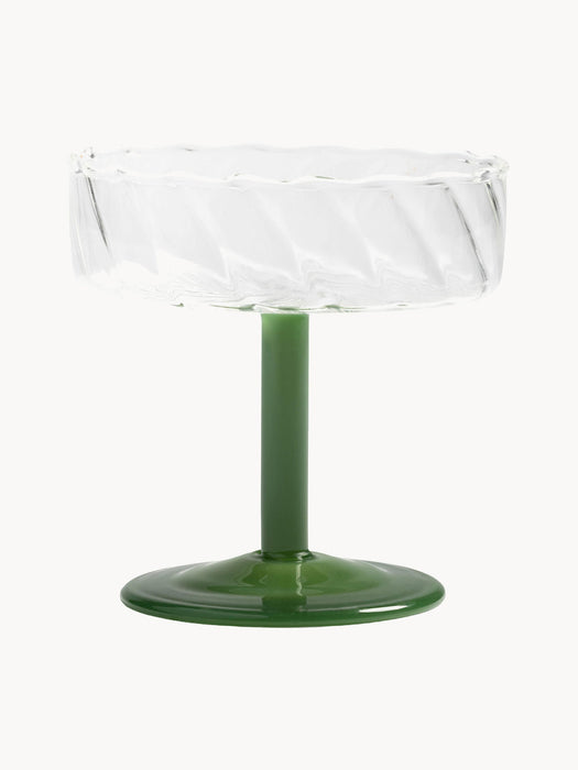 Handmade Borosilicate Champagne Coupes Twirl, Set of 2