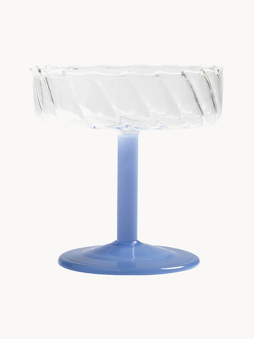 Handmade Borosilicate Glass Champagne Coupes Twirl, Set of 2