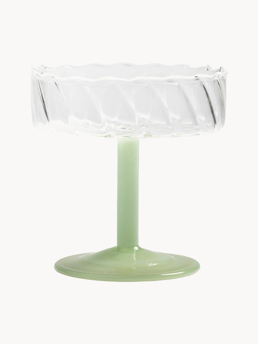 Handmade Borosilicate Glass Champagne Coupes Twirl, Set of 2