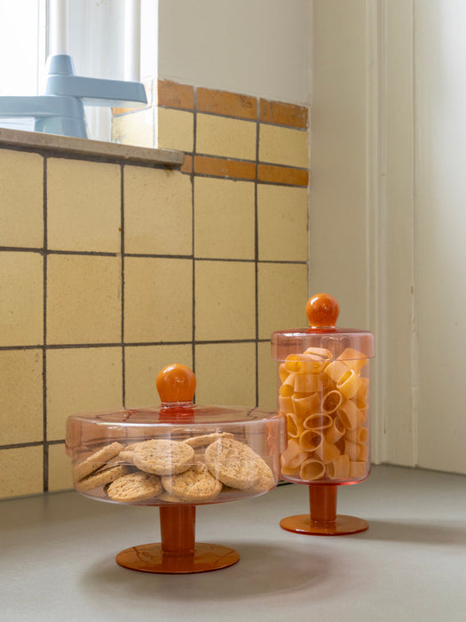 Handmade Tall Glass Storage Jar Duo