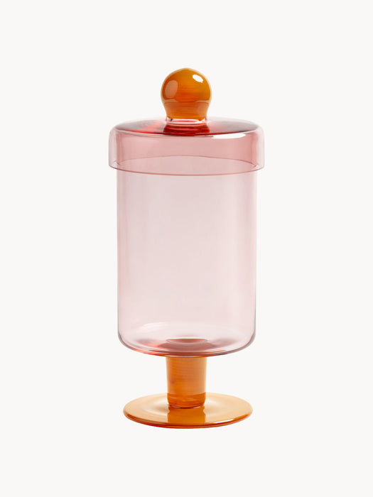 Handmade Tall Glass Storage Jar Duo
