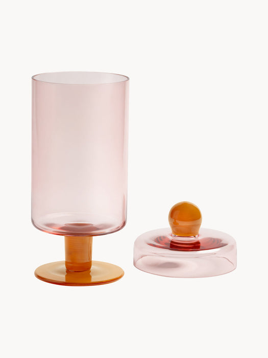 Handmade Tall Glass Storage Jar Duo