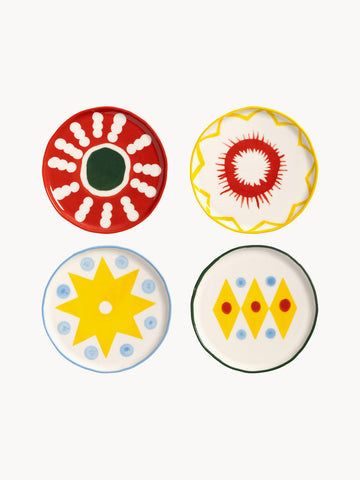 Hand-Painted Dessert Plates Festivo, Set of 4