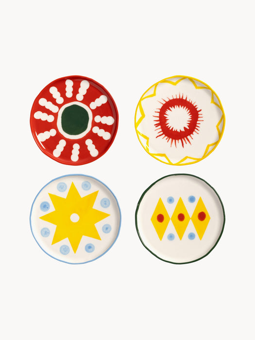 Hand-Painted Dessert Plates Festivo Set of 4