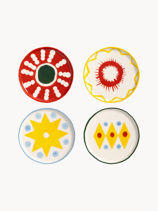 Hand-Painted Dessert Plates Festivo, Set of 4