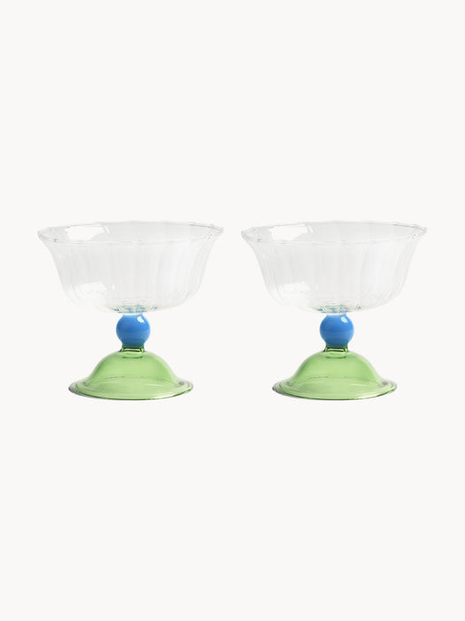 Handmade Borosilicate Champagne Coupes Tulip, Set of 2