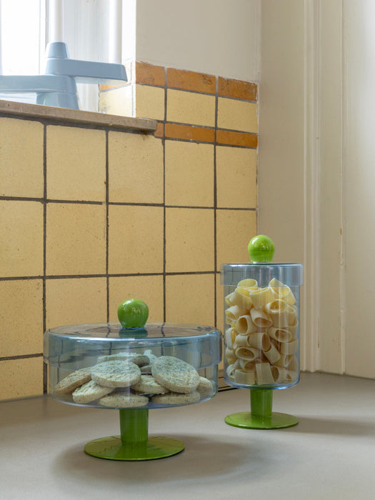 Handmade Tall Glass Storage Jar Duo