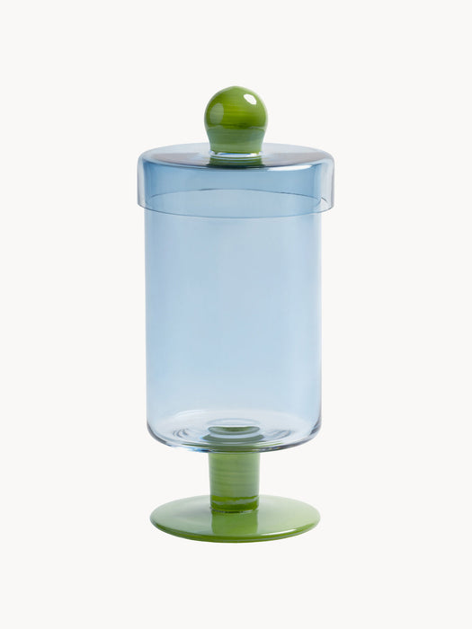 Handmade Tall Glass Storage Jar Duo
