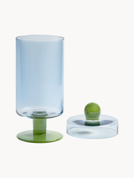 Handmade Tall Glass Storage Jar Duo