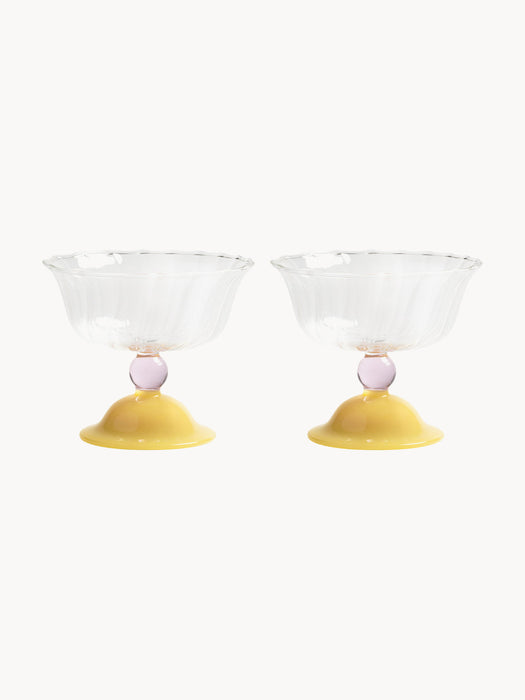 Handmade Borosilicate Champagne Coupes Tulip, Set of 2