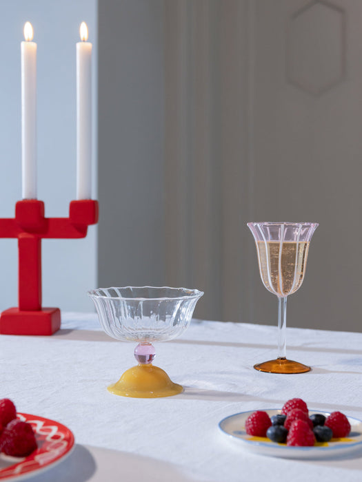 Handmade Borosilicate Champagne Coupes Tulip, Set of 2