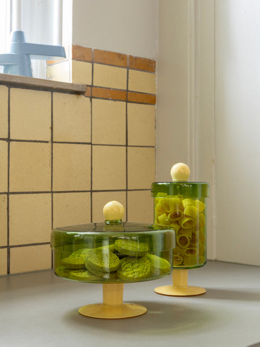 Handmade Glass Storage Jar Duo