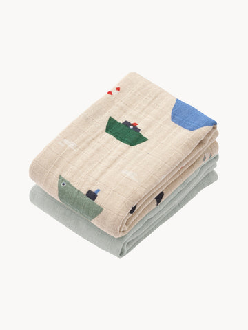 Lewis Organic Cotton Muslin Cloths, Set of 2