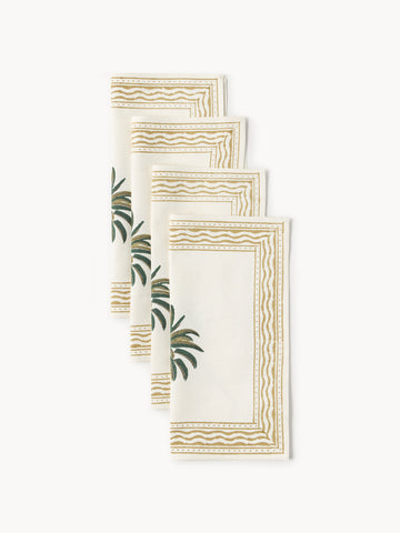 Palm Tree Hand-printed Napkins, Set of 4