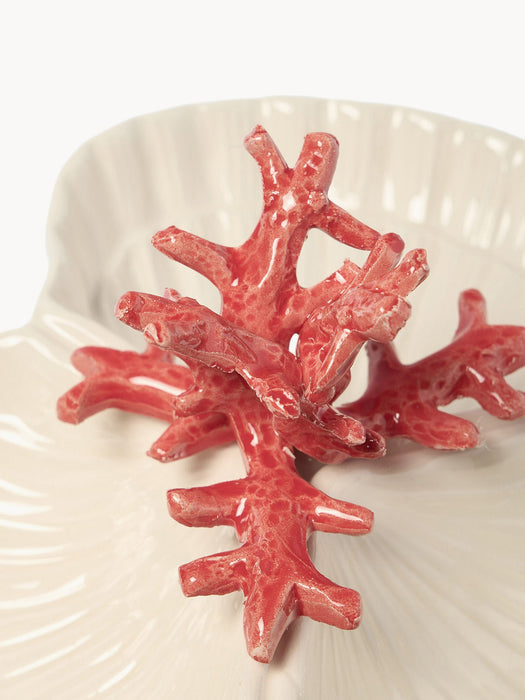Hand-Painted Serving Platter Coral