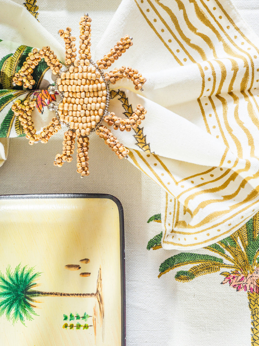 Palm Tree Hand-Printed Tablecloth