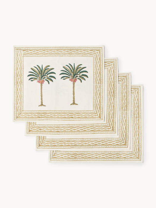 Palm Tree Hand-printed Placemats, Set of 4