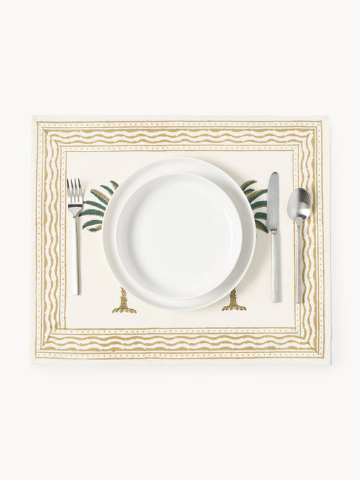 Palm Tree Hand-printed Placemats, Set of 4