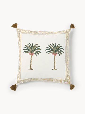 Tropical Hand-Painted Cotton Cushion Cover
